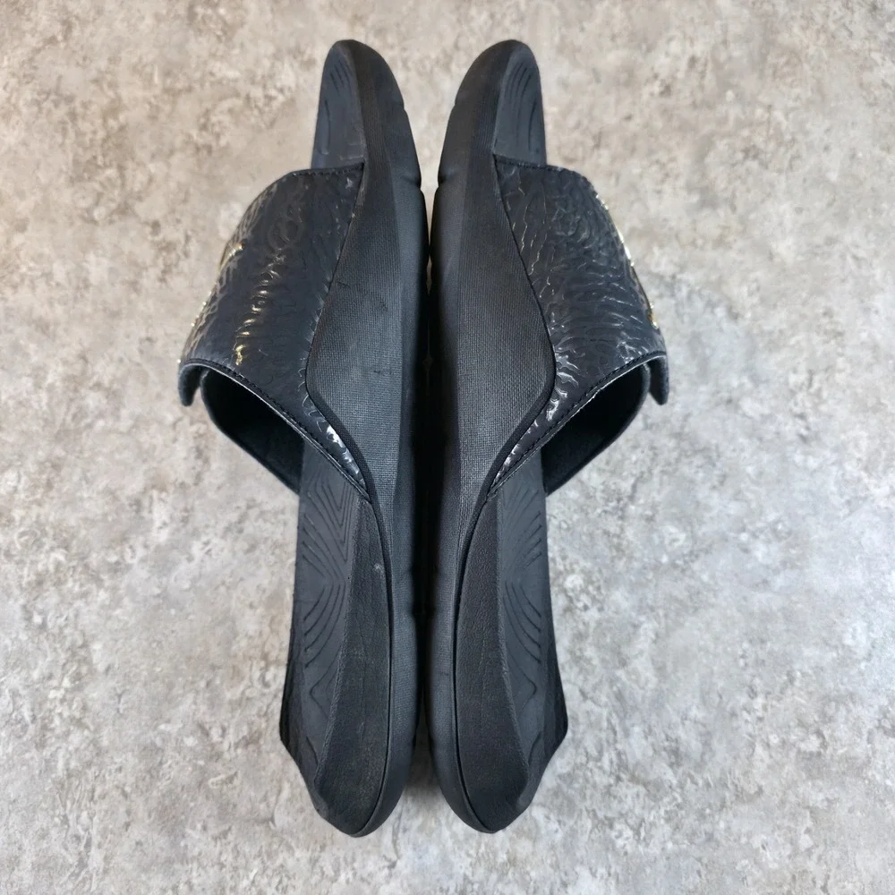 Nike Jordan Hydro Slides US 12 Wolf Gray Gold Black BQ6290-007 Adjustable *Clean